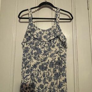 Floral Blue and White Patterned Jumpsuit